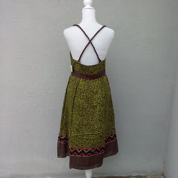 Anthropologie Donna Morgan Dress Women's Size 8 Green Printed Cotton NEW - Picture 4 of 7